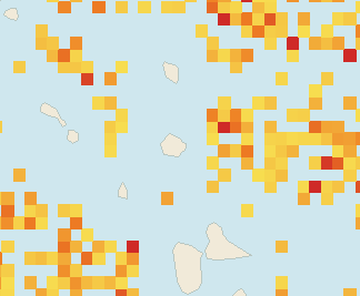 Satellite floating-algae map near Antigua East Coast, Aug 2021 (opens full map image in a new tab)