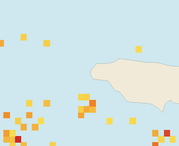 Satellite floating-algae map near Negril, Aug 2021 (opens full map image in a new tab)
