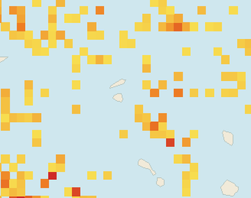 Satellite floating-algae map near St. Maarten, Aug 2021 (opens full map image in a new tab)
