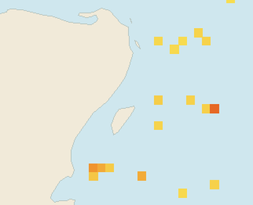 Satellite floating-algae map near Playa del Carmen, Sep 2021 (opens full map image in a new tab)