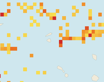 Satellite floating-algae map near St. Maarten, Sep 2021 (opens full map image in a new tab)