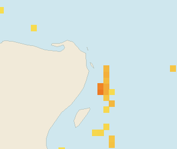 Satellite floating-algae map near Cancun Hotel Zone, Dec 2021 (opens full map image in a new tab)