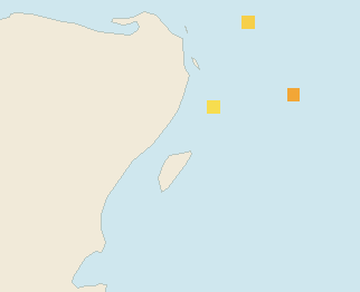 Satellite floating-algae map near Playa del Carmen, Feb 2022 (opens full map image in a new tab)