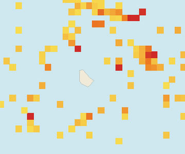 Satellite floating-algae map near Eastern Barbados, Mar 2022 (opens full map image in a new tab)
