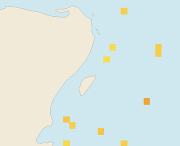 Satellite floating-algae map near Playa del Carmen, Mar 2022 (opens full map image in a new tab)