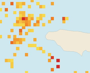 Satellite floating-algae map near Negril, May 2022 (opens full map image in a new tab)