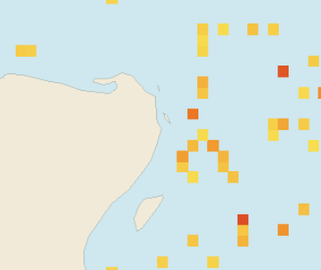 Satellite floating-algae map near Cancun Hotel Zone, Jun 2022 (opens full map image in a new tab)