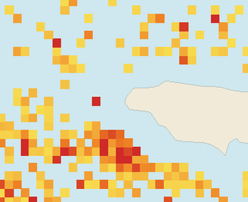 Satellite floating-algae map near Negril, Jul 2022 (opens full map image in a new tab)
