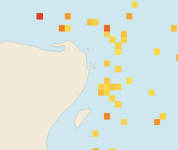 Satellite floating-algae map near Cancun Hotel Zone, Aug 2022 (opens full map image in a new tab)