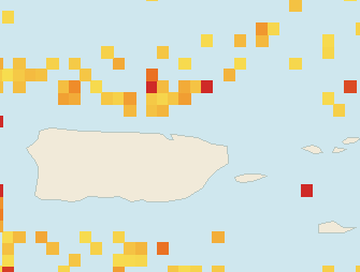 Satellite floating-algae map near San Juan and Isla Verde, Aug 2022 (opens full map image in a new tab)