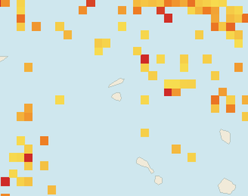 Satellite floating-algae map near St. Maarten, Aug 2022 (opens full map image in a new tab)