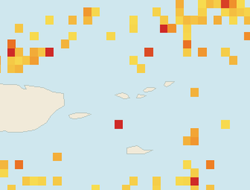 Satellite floating-algae map near St. Thomas, Aug 2022 (opens full map image in a new tab)