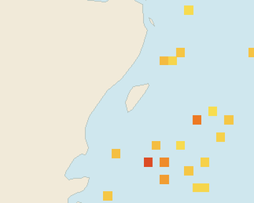 Satellite floating-algae map near Akumal, Sep 2022 (opens full map image in a new tab)
