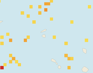 Satellite floating-algae map near St. Maarten, Sep 2022 (opens full map image in a new tab)