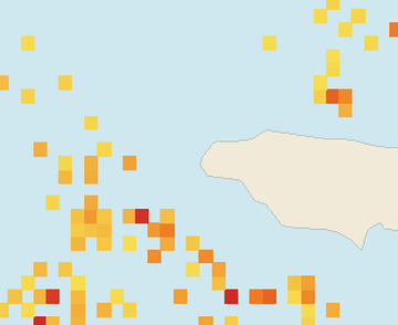 Satellite floating-algae map near Negril, Jan 2023 (opens full map image in a new tab)