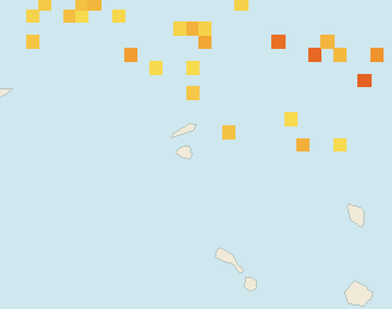 Satellite floating-algae map near St. Maarten, Jan 2023 (opens full map image in a new tab)