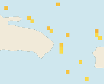 Satellite floating-algae map near Punta Cana and Bavaro, Feb 2023 (opens full map image in a new tab)