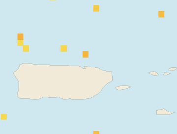 Satellite floating-algae map near San Juan and Isla Verde, Feb 2023 (opens full map image in a new tab)