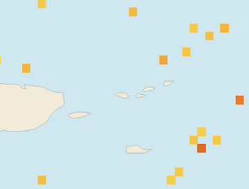 Satellite floating-algae map near St. Thomas, Feb 2023 (opens full map image in a new tab)