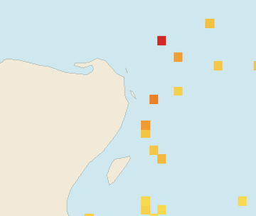 Satellite floating-algae map near Cancun Hotel Zone, Mar 2023 (opens full map image in a new tab)
