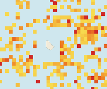 Satellite floating-algae map near Eastern Barbados, Mar 2023 (opens full map image in a new tab)