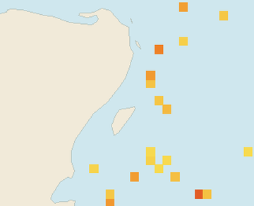 Satellite floating-algae map near Playa del Carmen, Mar 2023 (opens full map image in a new tab)