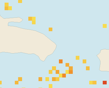 Satellite floating-algae map near Punta Cana and Bavaro, Mar 2023 (opens full map image in a new tab)