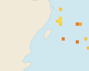 Satellite floating-algae map near Akumal, Apr 2023 (opens full map image in a new tab)