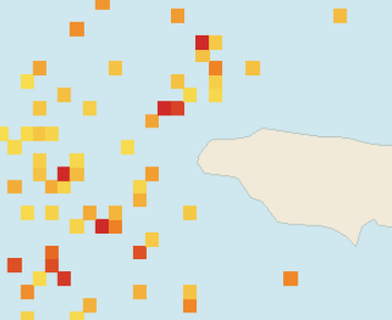 Satellite floating-algae map near Negril, Apr 2023 (opens full map image in a new tab)