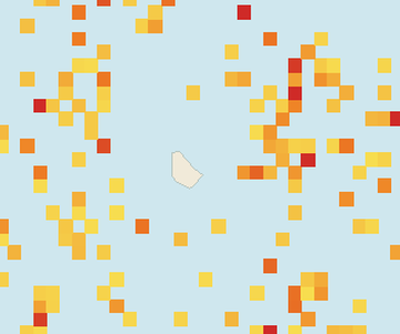 Satellite floating-algae map near Eastern Barbados, May 2023 (opens full map image in a new tab)