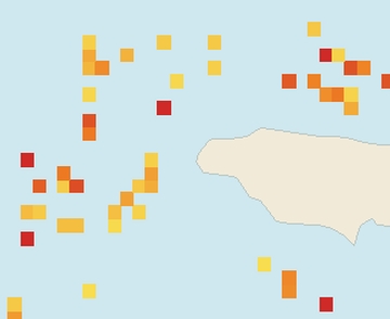 Satellite floating-algae map near Negril, May 2023 (opens full map image in a new tab)