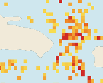 Satellite floating-algae map near Punta Cana and Bavaro, May 2023 (opens full map image in a new tab)