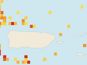 Satellite floating-algae map near San Juan and Isla Verde, May 2023 (opens full map image in a new tab)