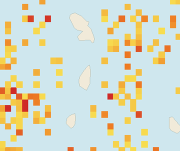 Satellite floating-algae map near Saint Lucia East Coast, May 2023 (opens full map image in a new tab)