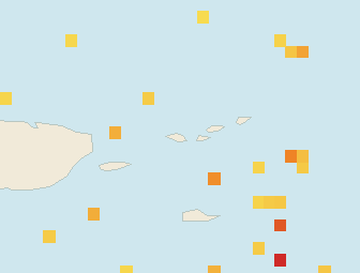 Satellite floating-algae map near St. Thomas, May 2023 (opens full map image in a new tab)