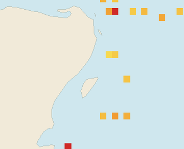 Satellite floating-algae map near Playa del Carmen, Jun 2023 (opens full map image in a new tab)