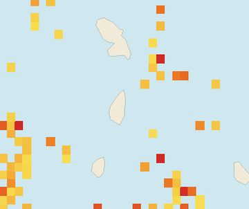 Satellite floating-algae map near Saint Lucia East Coast, Jun 2023 (opens full map image in a new tab)