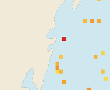 Satellite floating-algae map near Tulum Beach Zone, Jun 2023 (opens full map image in a new tab)