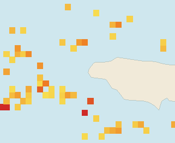 Satellite floating-algae map near Negril, Jul 2023 (opens full map image in a new tab)