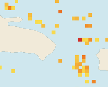 Satellite floating-algae map near Punta Cana and Bavaro, Jul 2023 (opens full map image in a new tab)