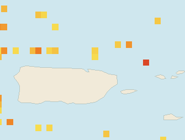 Satellite floating-algae map near San Juan and Isla Verde, Jul 2023 (opens full map image in a new tab)