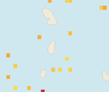 Satellite floating-algae map near Saint Lucia East Coast, Jul 2023 (opens full map image in a new tab)