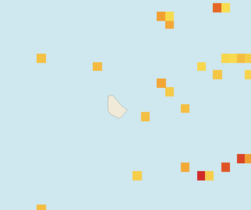 Satellite floating-algae map near Eastern Barbados, Aug 2023 (opens full map image in a new tab)