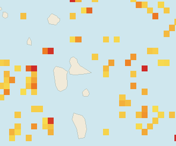Satellite floating-algae map near Guadeloupe Atlantic Coast, Aug 2023 (opens full map image in a new tab)