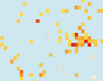 Satellite floating-algae map near St. Maarten, Aug 2023 (opens full map image in a new tab)