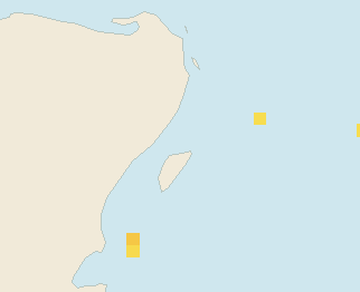 Satellite floating-algae map near Playa del Carmen, Oct 2023 (opens full map image in a new tab)