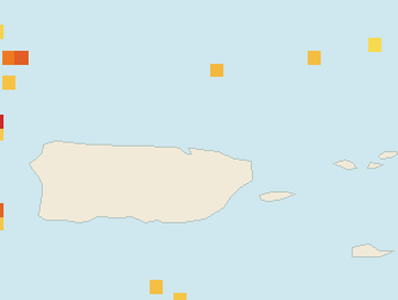 Satellite floating-algae map near San Juan and Isla Verde, May 2024 (opens full map image in a new tab)