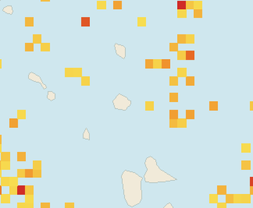 Satellite floating-algae map near Antigua East Coast, Aug 2024 (opens full map image in a new tab)