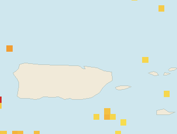 Satellite floating-algae map near San Juan and Isla Verde, Aug 2024 (opens full map image in a new tab)