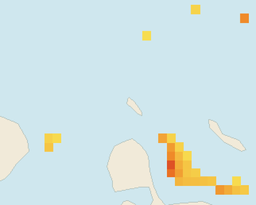 Satellite floating-algae map near Aruba Palm and Eagle Beach, Jan 2025 (opens full map image in a new tab)